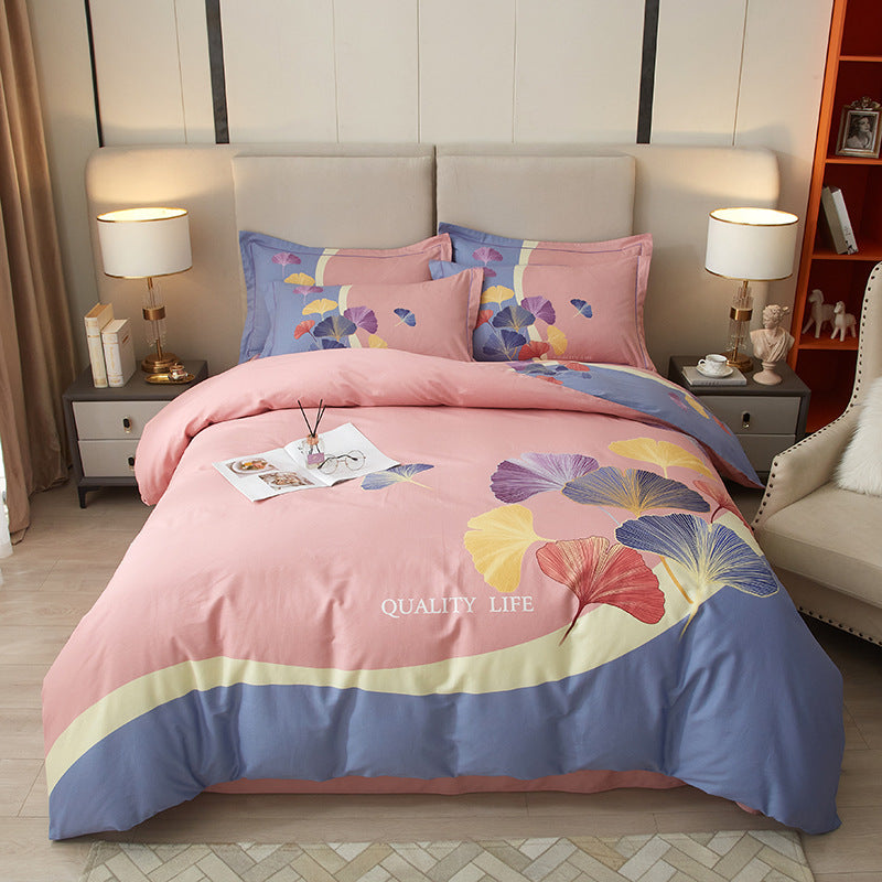 HKM-178451 Floral Pattern All-Cotton Four-Piece Quilt Cover Set in Multiple Sizes