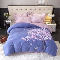 HKM-178451 Floral Pattern All-Cotton Four-Piece Quilt Cover Set in Multiple Sizes