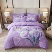 HKM-178451 Floral Pattern All-Cotton Four-Piece Quilt Cover Set in Multiple Sizes