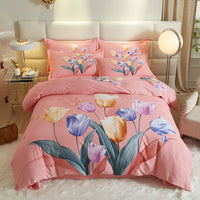 HKM-178451 Floral Pattern All-Cotton Four-Piece Quilt Cover Set in Multiple Sizes