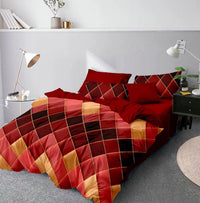 HKM-178451 Three-Piece Modern Geometric Floral Bed Set in Polyester Fiber