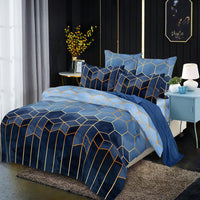 HKM-178451 Three-Piece Modern Geometric Floral Bed Set in Polyester Fiber