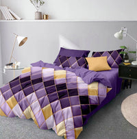 HKM-178451 Three-Piece Modern Geometric Floral Bed Set in Polyester Fiber