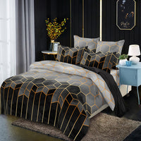HKM-178451 Three-Piece Modern Geometric Floral Bed Set in Polyester Fiber