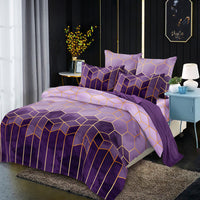 HKM-178451 Three-Piece Modern Geometric Floral Bed Set in Polyester Fiber
