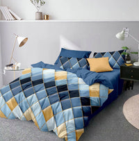 HKM-178451 Three-Piece Modern Geometric Floral Bed Set in Polyester Fiber