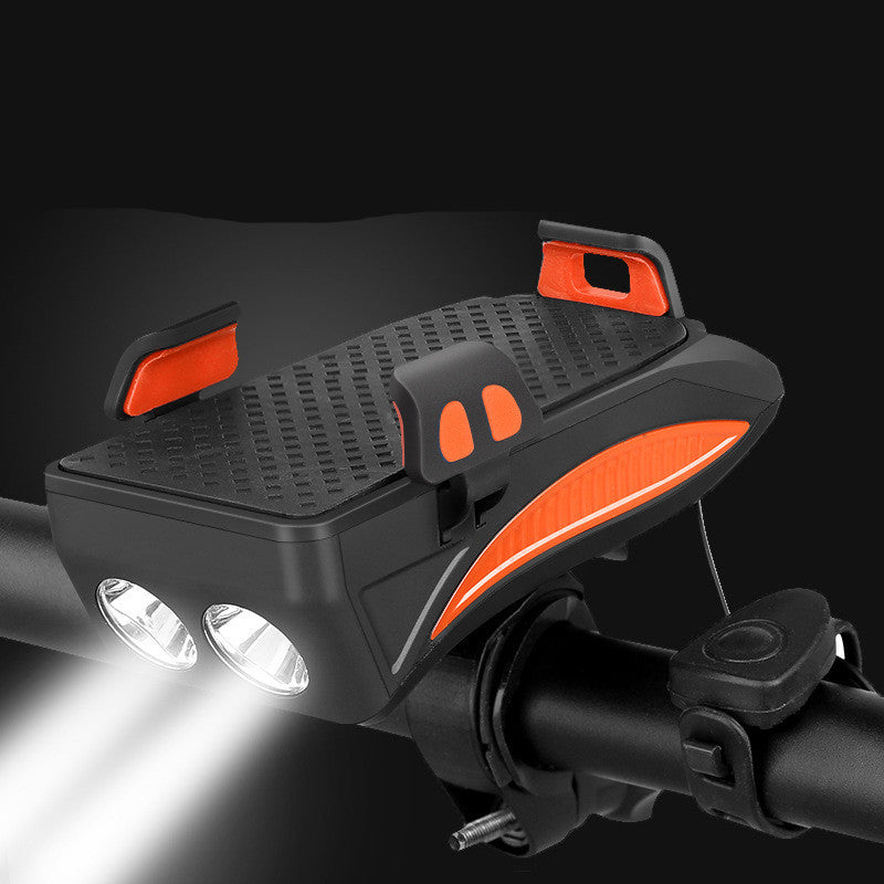 HKM-178515 Multi-Function Night Riding LED Horn Lamp with Power Bank and Mobile Phone Rack