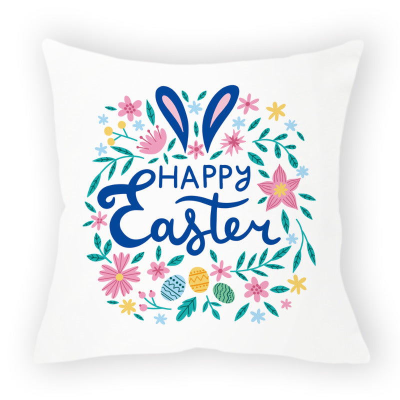HKM-178579 Easter Cartoon Pillow Cover - 45x45cm Chemical Fiber Cushion Cover