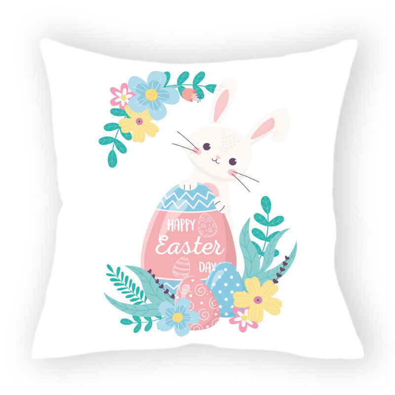 HKM-178579 Easter Cartoon Pillow Cover - 45x45cm Chemical Fiber Cushion Cover