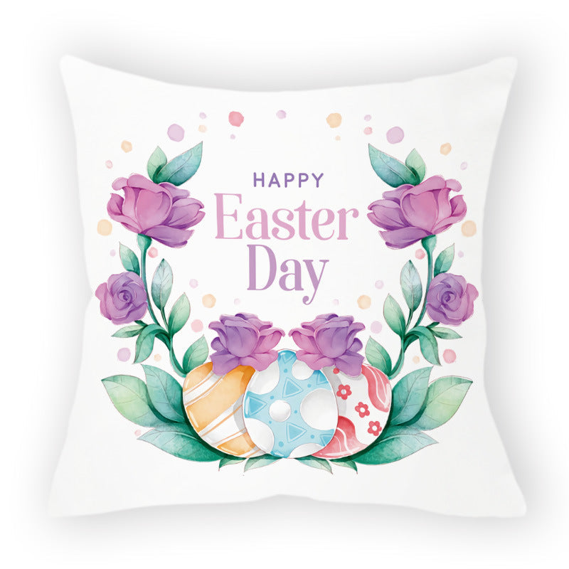 HKM-178579 Easter Cartoon Pillow Cover - 45x45cm Chemical Fiber Cushion Cover