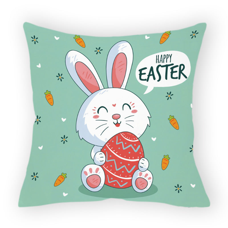 HKM-178579 Easter Cartoon Pillow Cover - 45x45cm Chemical Fiber Cushion Cover