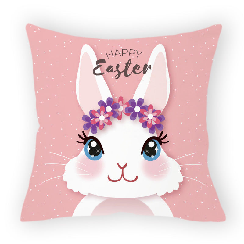 HKM-178579 Easter Cartoon Pillow Cover - 45x45cm Chemical Fiber Cushion Cover