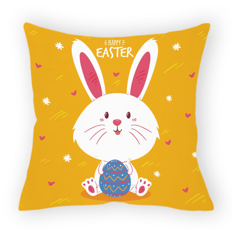 HKM-178579 Easter Cartoon Pillow Cover - 45x45cm Chemical Fiber Cushion Cover