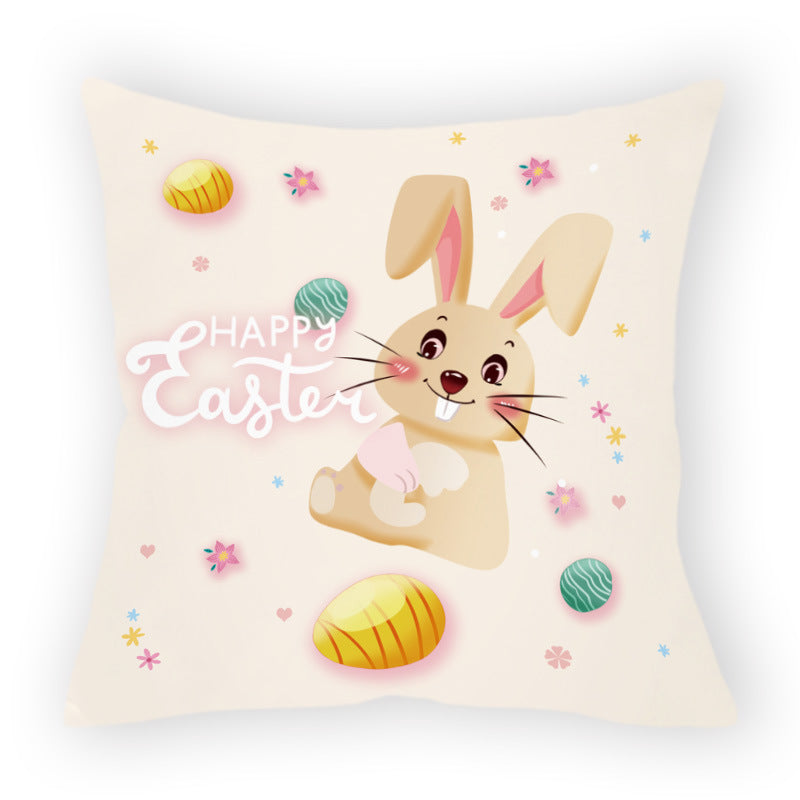 HKM-178579 Easter Cartoon Pillow Cover - 45x45cm Chemical Fiber Cushion Cover