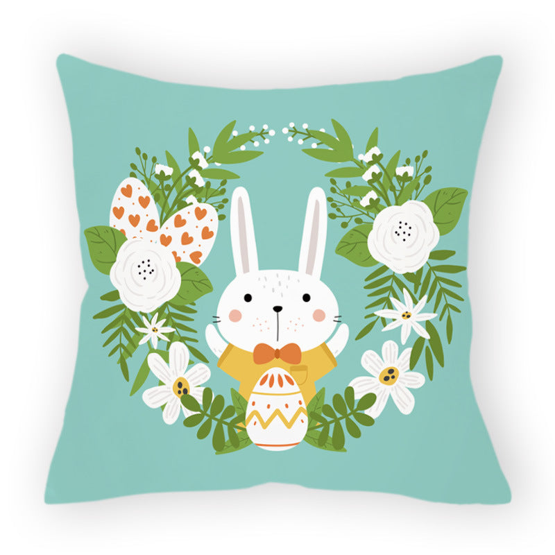 HKM-178579 Easter Cartoon Pillow Cover - 45x45cm Chemical Fiber Cushion Cover