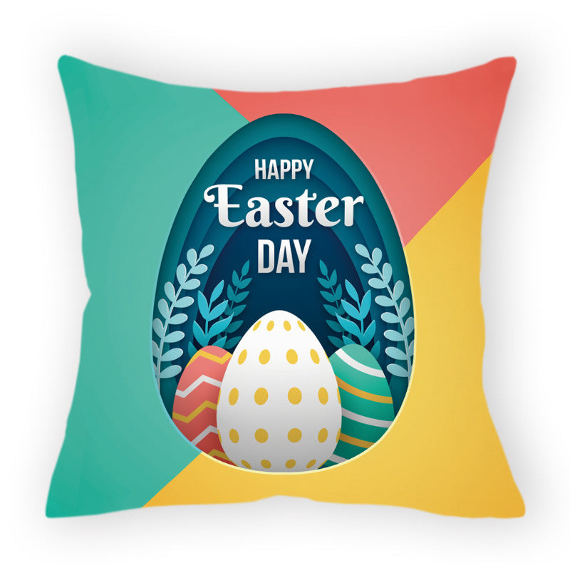 HKM-178579 Easter Cartoon Pillow Cover - 45x45cm Chemical Fiber Cushion Cover