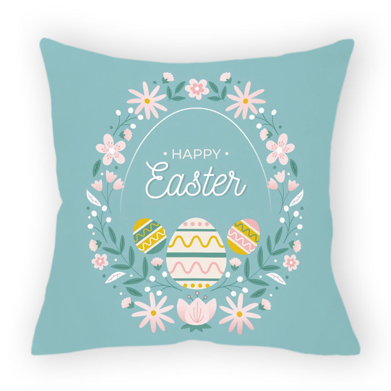 HKM-178579 Easter Cartoon Pillow Cover - 45x45cm Chemical Fiber Cushion Cover