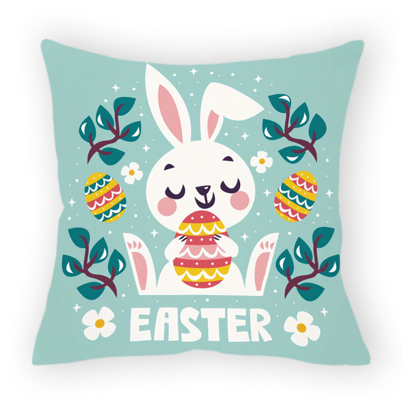 HKM-178579 Easter Cartoon Pillow Cover - 45x45cm Chemical Fiber Cushion Cover