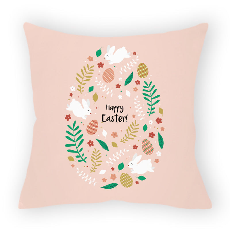 HKM-178579 Easter Cartoon Pillow Cover - 45x45cm Chemical Fiber Cushion Cover