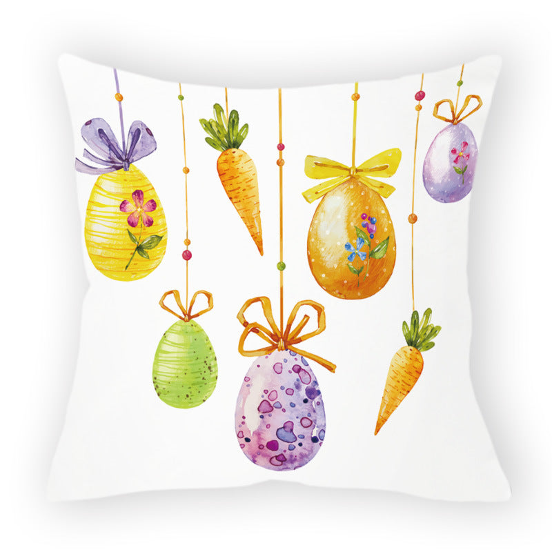 HKM-178579 Easter Cartoon Pillow Cover - 45x45cm Chemical Fiber Cushion Cover
