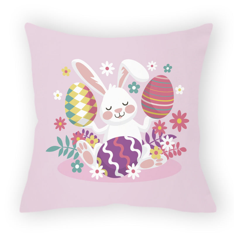 HKM-178579 Easter Cartoon Pillow Cover - 45x45cm Chemical Fiber Cushion Cover