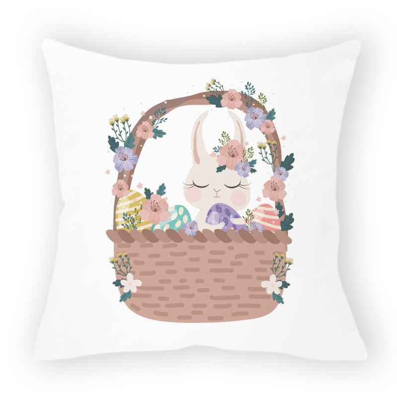 HKM-178579 Easter Cartoon Pillow Cover - 45x45cm Chemical Fiber Cushion Cover