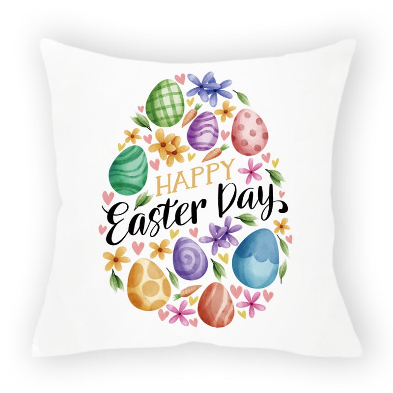 HKM-178579 Easter Cartoon Pillow Cover - 45x45cm Chemical Fiber Cushion Cover