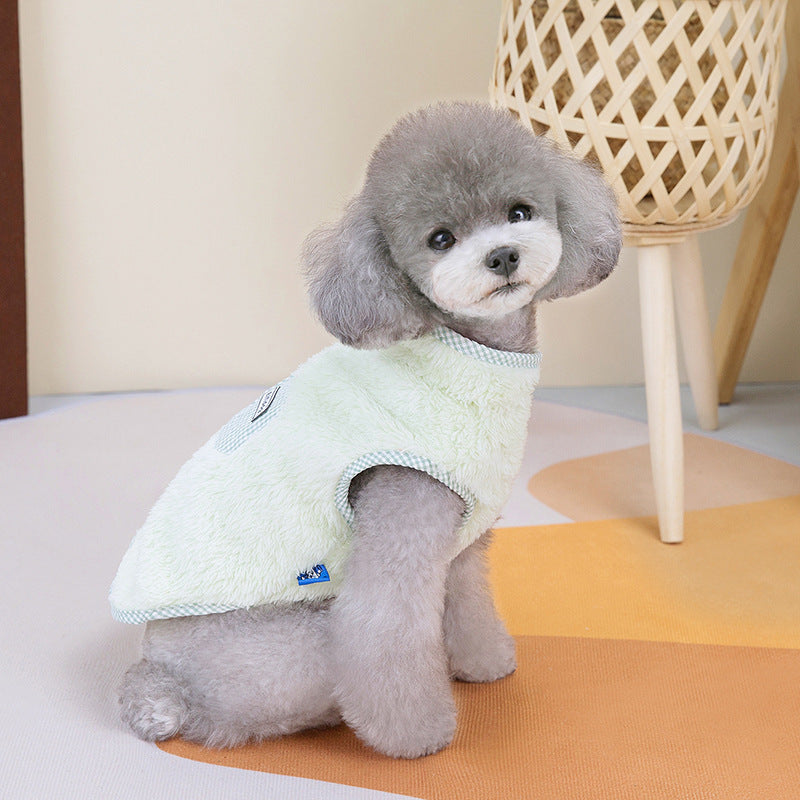 HKM-178707 Thermal Plaid Vest for Pets in Yellow, Green, and Lotus Root Starch - Multiple Sizes Available