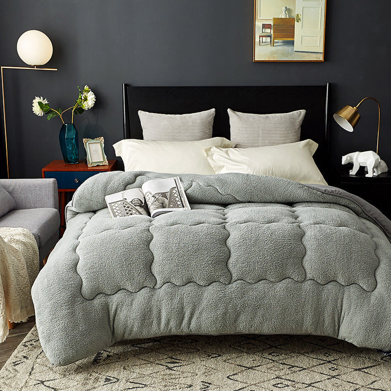 HKM-178771 Warm Australian Lamb Wool Winter Quilt – Thick Polyester Cashmere for Cozy Nights