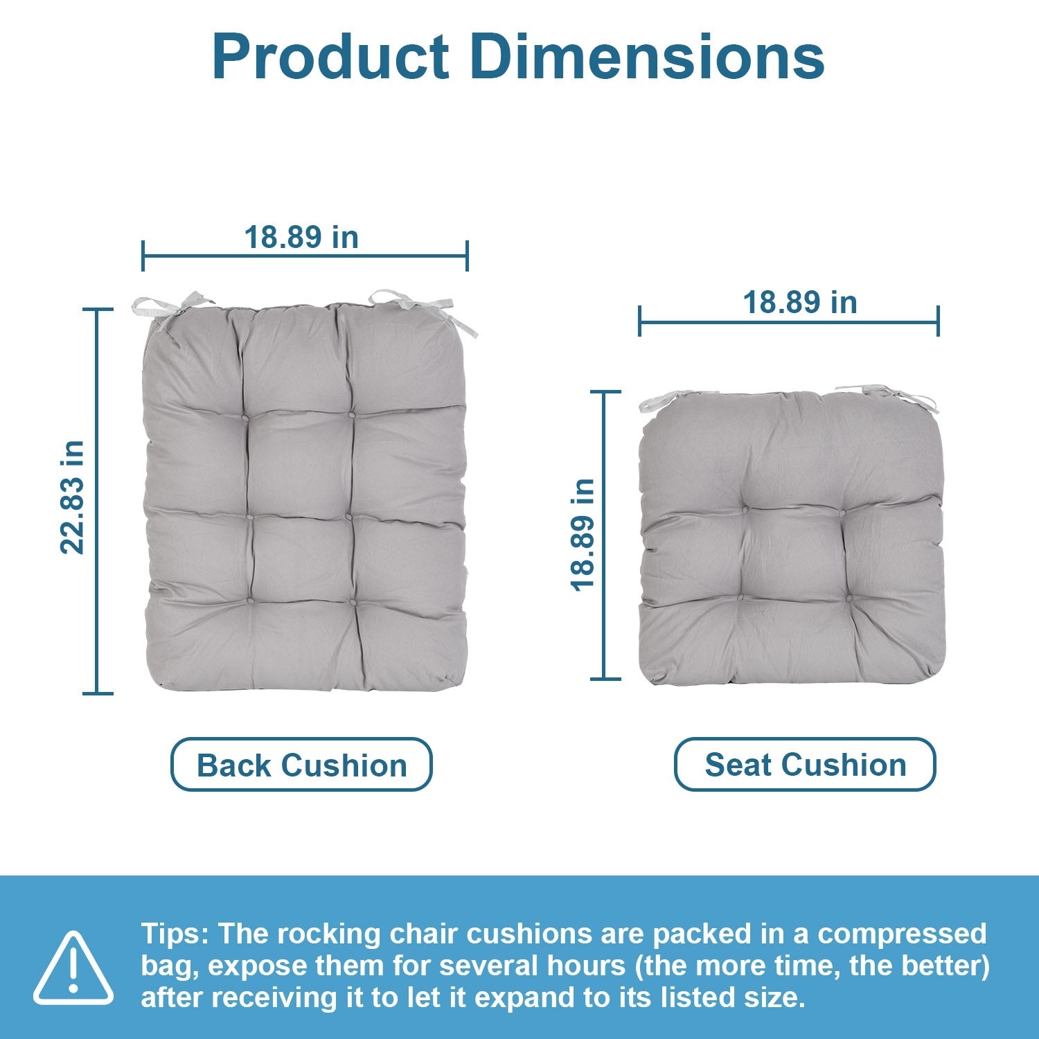 HKM-178835 Waterproof Rocking Chair Cushion Set - Upper & Lower Back Support, Non-Slip Ties, Oxford Cloth, Polyester Filling, Comfortable for Indoor & Outdoor Use