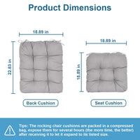 HKM-178835 Waterproof Rocking Chair Cushion Set - Upper & Lower Back Support, Non-Slip Ties, Oxford Cloth, Polyester Filling, Comfortable for Indoor & Outdoor Use