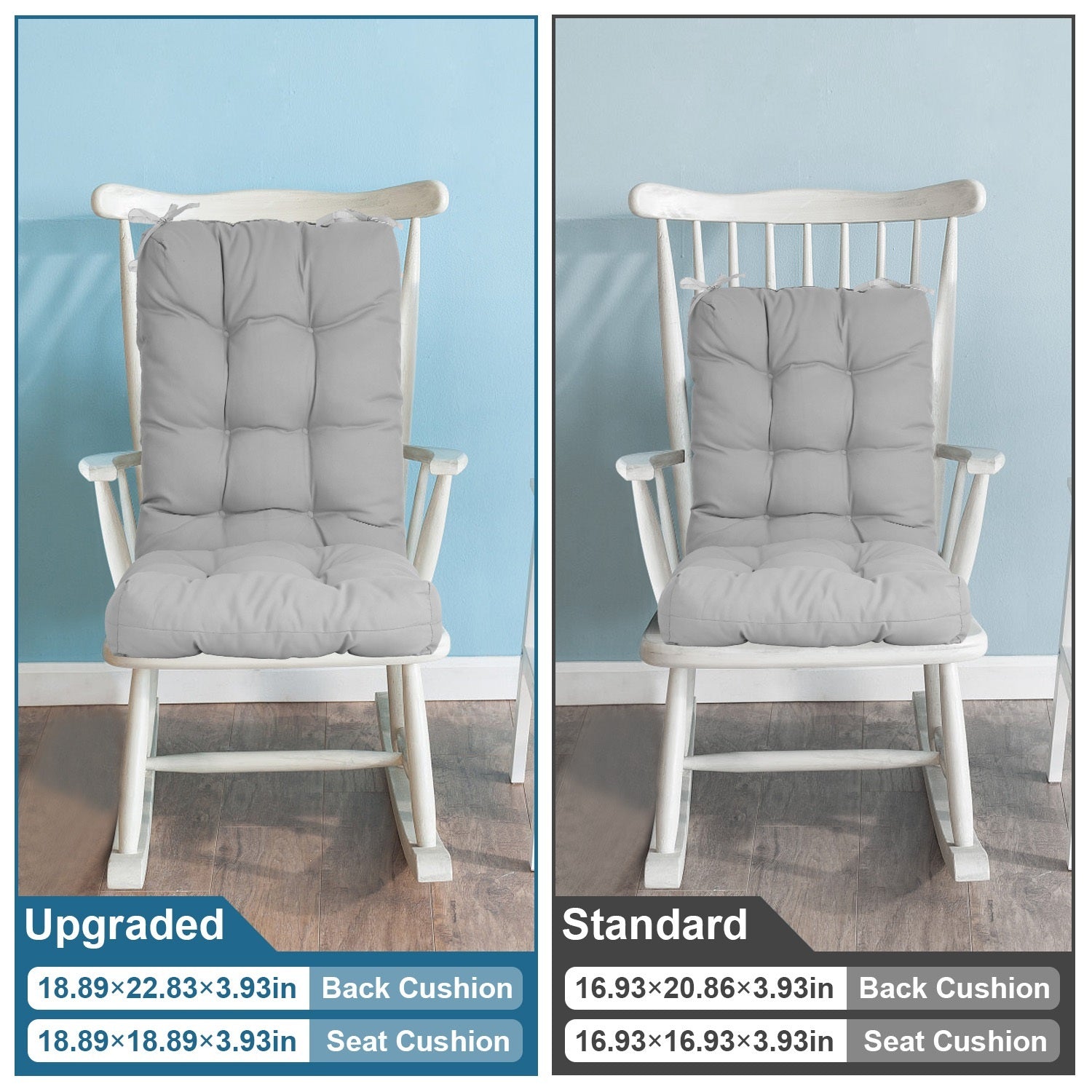 HKM-178835 Waterproof Rocking Chair Cushion Set - Upper & Lower Back Support, Non-Slip Ties, Oxford Cloth, Polyester Filling, Comfortable for Indoor & Outdoor Use