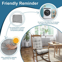 HKM-178835 Waterproof Rocking Chair Cushion Set - Upper & Lower Back Support, Non-Slip Ties, Oxford Cloth, Polyester Filling, Comfortable for Indoor & Outdoor Use
