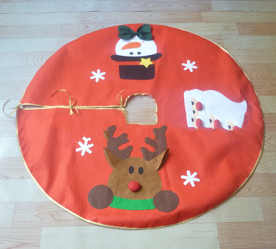 HKM-178899 Red Cloth Christmas Tree Skirt - 100CM Diameter Home and Office Decoration