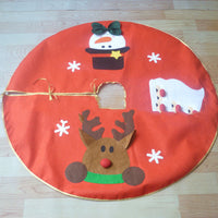 HKM-178899 Red Cloth Christmas Tree Skirt - 100CM Diameter Home and Office Decoration
