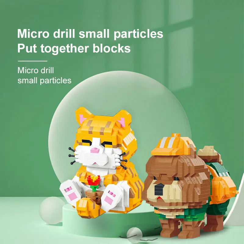 HKM-179027 DIY Cartoon Animal Assembly Toy Set - 3D Building Blocks for Creative Kids Ages 8+