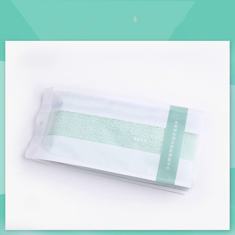 HKM-179027 Light Pink and Green Cotton Face Wash Towel - Soft and Absorbent, 70x30cm