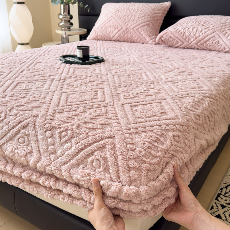 HKM-179283 Class A Milk Fiber Embossed Fitted Sheet for 5-25cm Mattresses - Various Sizes Available