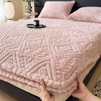 HKM-179283 Class A Milk Fiber Embossed Fitted Sheet for 5-25cm Mattresses - Various Sizes Available