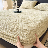 HKM-179283 Class A Milk Fiber Embossed Fitted Sheet for 5-25cm Mattresses - Various Sizes Available