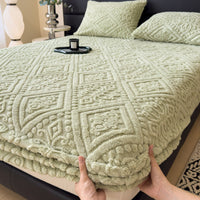 HKM-179283 Class A Milk Fiber Embossed Fitted Sheet for 5-25cm Mattresses - Various Sizes Available