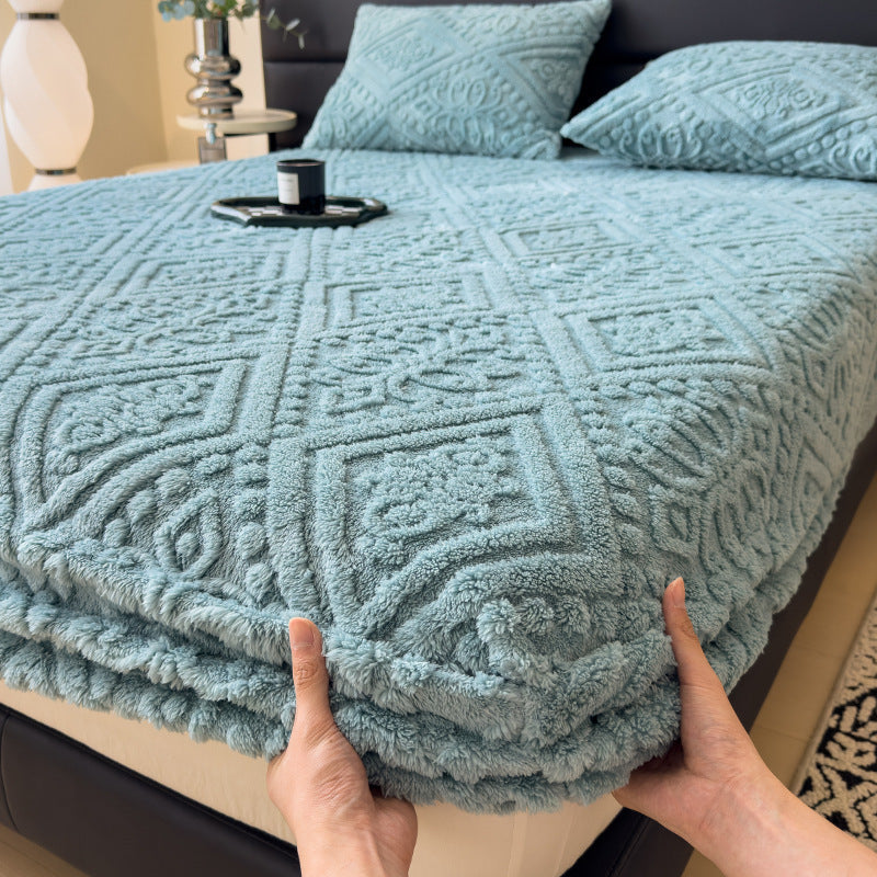 HKM-179283 Class A Milk Fiber Embossed Fitted Sheet for 5-25cm Mattresses - Various Sizes Available