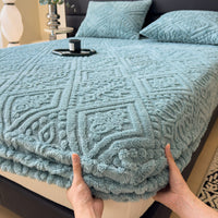 HKM-179283 Class A Milk Fiber Embossed Fitted Sheet for 5-25cm Mattresses - Various Sizes Available