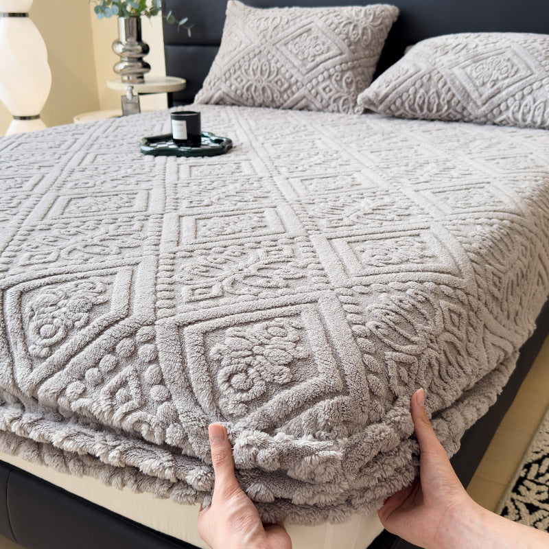 HKM-179283 Class A Milk Fiber Embossed Fitted Sheet for 5-25cm Mattresses - Various Sizes Available