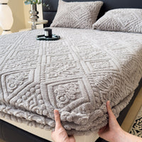 HKM-179283 Class A Milk Fiber Embossed Fitted Sheet for 5-25cm Mattresses - Various Sizes Available
