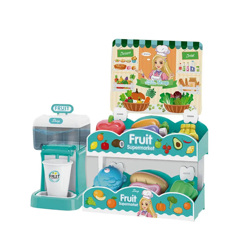 KTX-179283 Kids Educational Kitchen Toy Set - 40PC Pretend Play Cutting Food with Fruits, Ages 2-7, Plastic