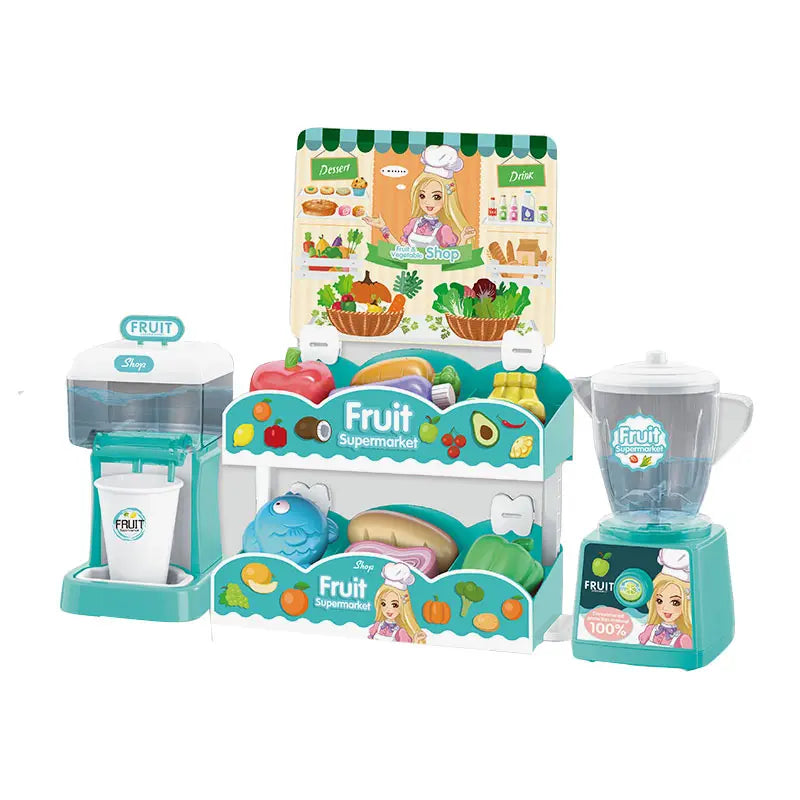 KTX-179283 Kids Educational Kitchen Toy Set - 40PC Pretend Play Cutting Food with Fruits, Ages 2-7, Plastic