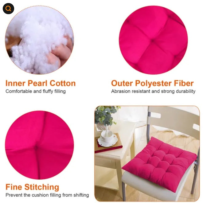 HKM-179347 Square Seat Cushions for Chairs - Set of 4 Comfort Pads