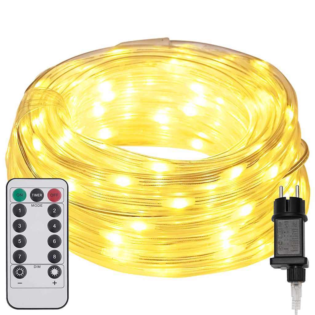 HKM-179411 Warm White 20m LED Light Rope with 480 LEDs - Flexible, Remote Control, Indoor & Outdoor Use