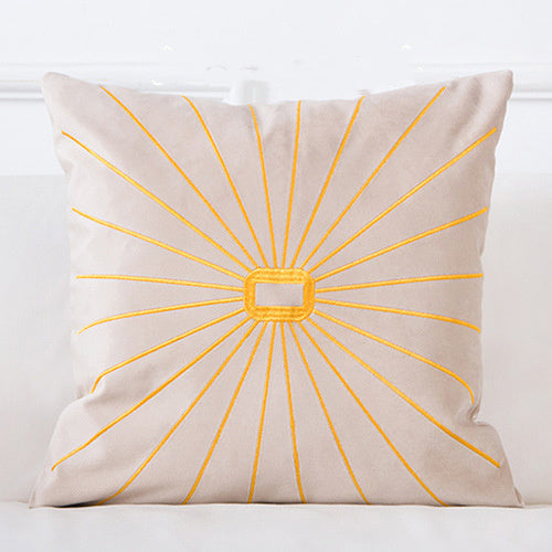 HKM-179667 Plush Golden Lumbar Cushion for Office and Car Comfort